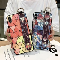 sumkeymi soft silicone phone holder case for iphone 11 12 13 pro max x xr xs max 8 7 plus grid wrist strap hand band cases