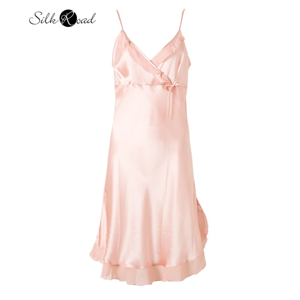 

Шелковое платье на бретелях Silviye, ночная рубашка знаменитости с v-образным вырезом, шелковая юбка в виде листьев лотоса, домашняя одежда