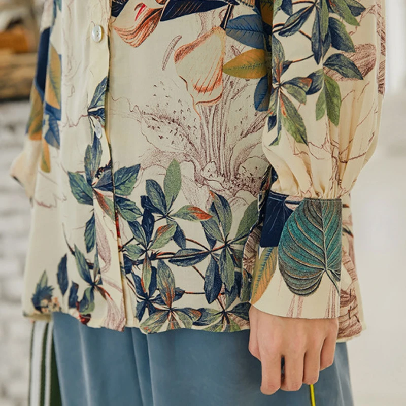 2019 женская шифоновая блуза с длинными рукавами в стиле Харадзюку гавайским