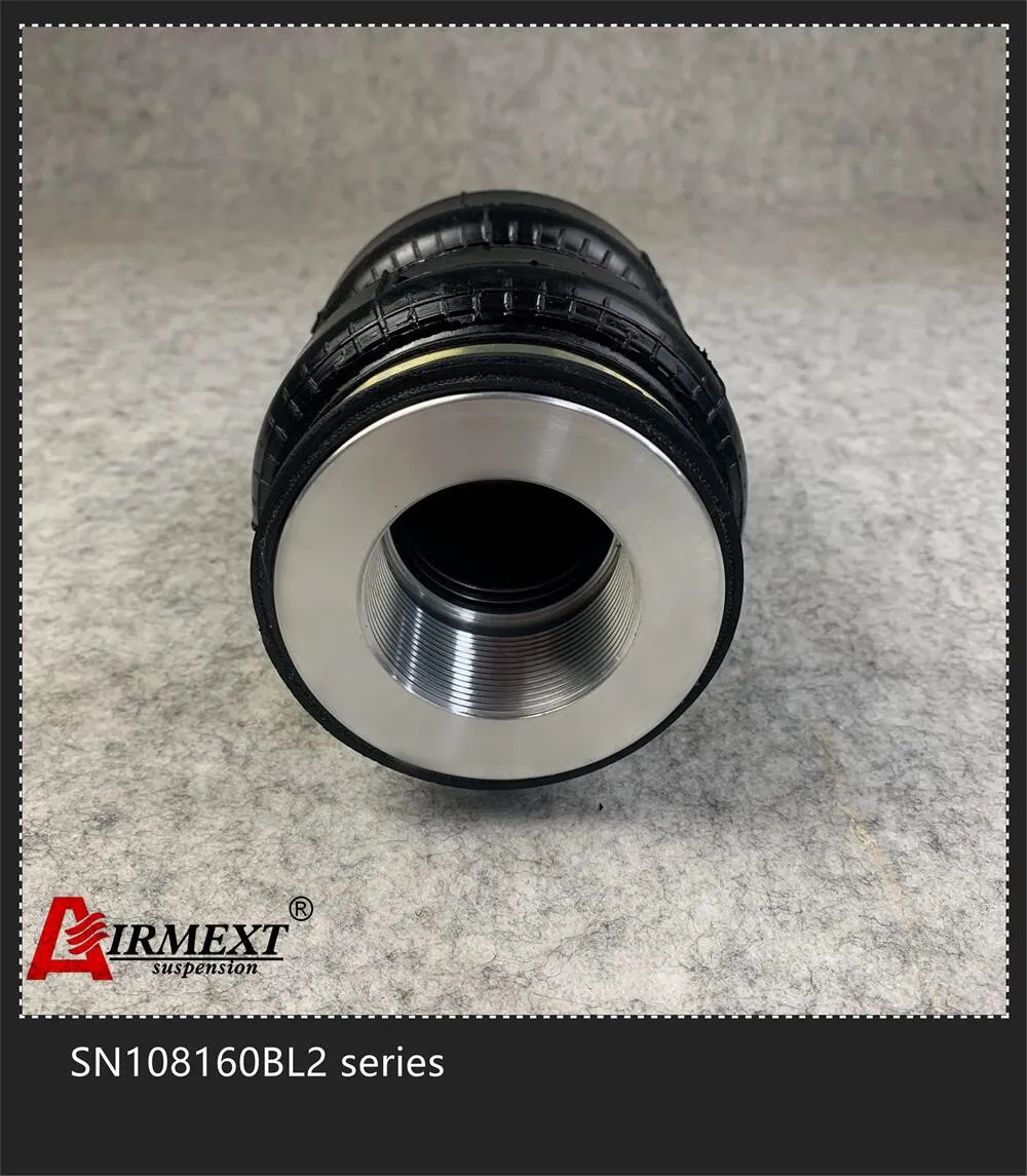 Фирменная подвеска SN108160BL2-BD1 с резьбовым штоком M50*1.5, гибким резиновым воздушным пружином Double convolute и воздушным шок-абсорбером на подушке.