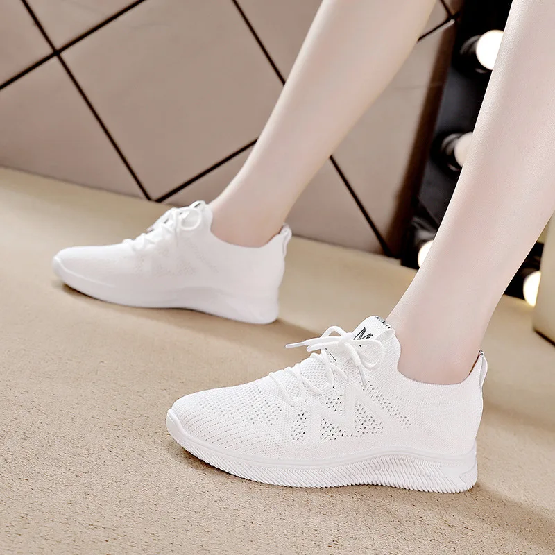 

White sneakers women 2021 summer new hollow fly mesh surface breathable lightweight walking shoes women's shoes