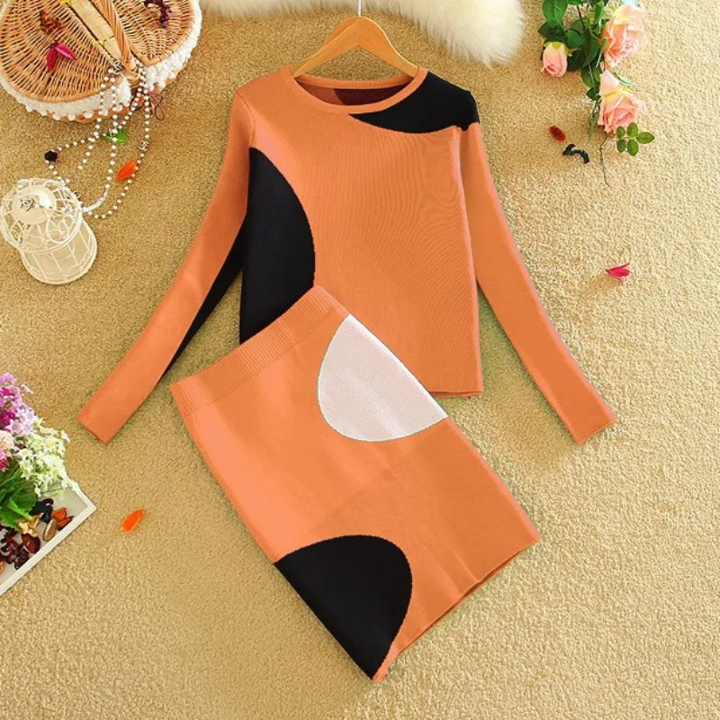 2021 Новинка весны новая осенняя Для женщин вязаная юбка костюмы геометрический