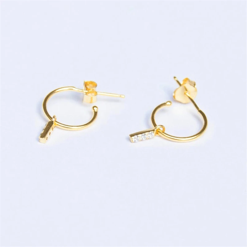 

BOAKO S925 Sterling Silver Earrings Simple Fashion Single Row Inlaid Zircon Earrings Trendy Earrings For Modern Female Jewelry