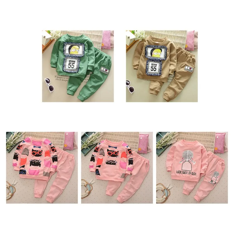 

2019 New Baby Spring and Autumn Long-sleeved Suit Children's Boys Girls Cotton Sets Children's Kids Clothing
