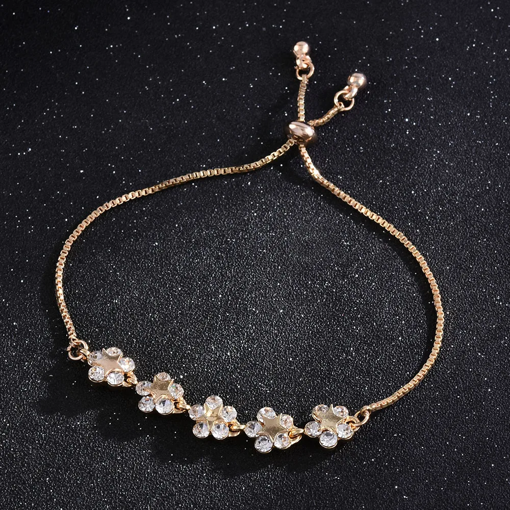 

Fashion Couple Bracelet for Women Sweet White CZ Flowers Bracelets Personality Unusual Metal Minimalist Jewelry Accessories