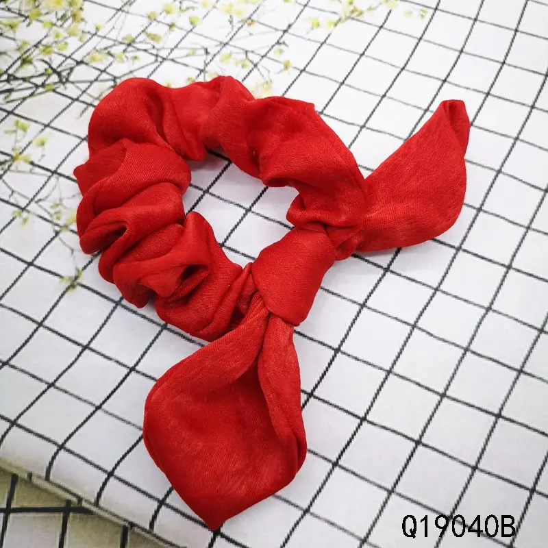 Сатиновые кроличьи уши кошачьи резинки для волос 4 цвета красный синий черный