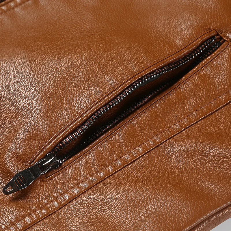 Одежда для мужчин толстая пушистая мотоциклетная куртка Kahki из искусственной