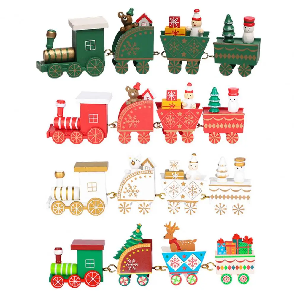 

1 Set Christmas Train Cute Exquisite Wood Christmas Train Decorations for Party