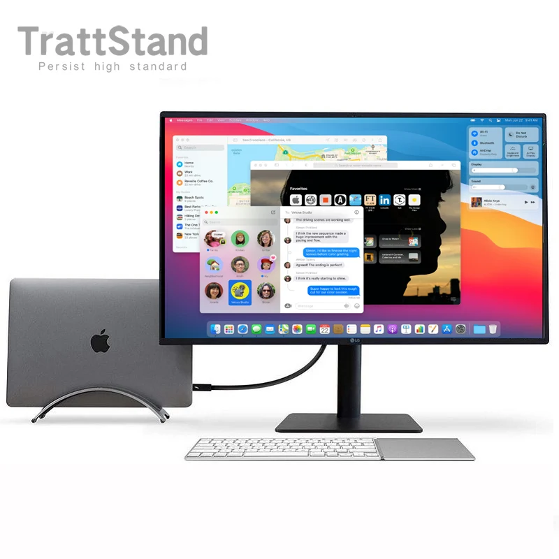 Vertical de Alumínio do Portátil para Apple Espaço-economia de ar Suporte Macbook Rack Desktop Erigido 2021 m1 13.3 16 Braço Notebook Pro