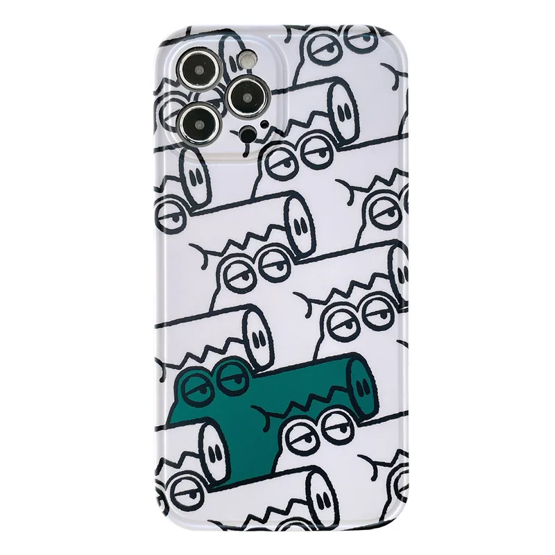 

Cute Cartoon Crocodile Phone case For iPhone 12 Mini 11 Pro XS MAX X XR 7 8 Plus SE 2020 Matte Soft IMD Silicone Cover Coque