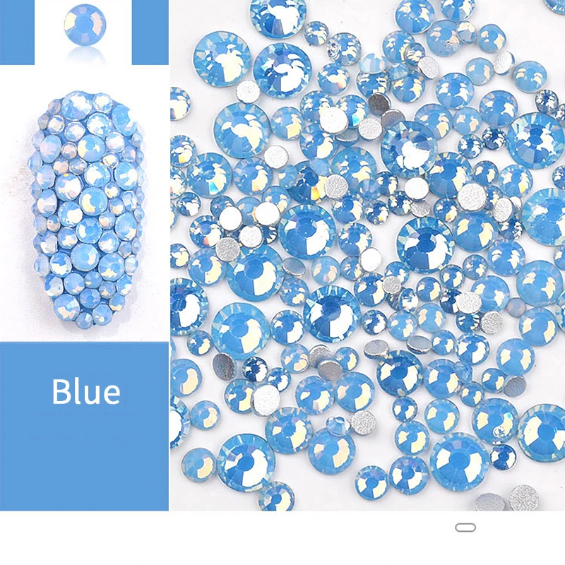 1 сумка зеленого розового белого и синего цвета опал 3D кристаллы ногтей Стразы