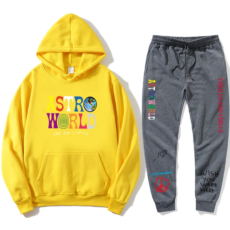 

2021TRAVIS SCOTT ASTROWORLD hope you are here HOODIES fashion letters ASTROWORLD HOODIE streetwear + pants men's pullover sweats