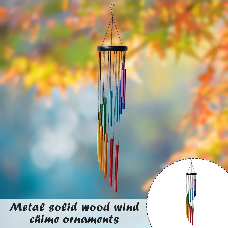 

Колокольчик ветряной цветной, 14 вращающихся металлических трубок, из массива дерева, 29 дюймов, для украшения дома TRYC889