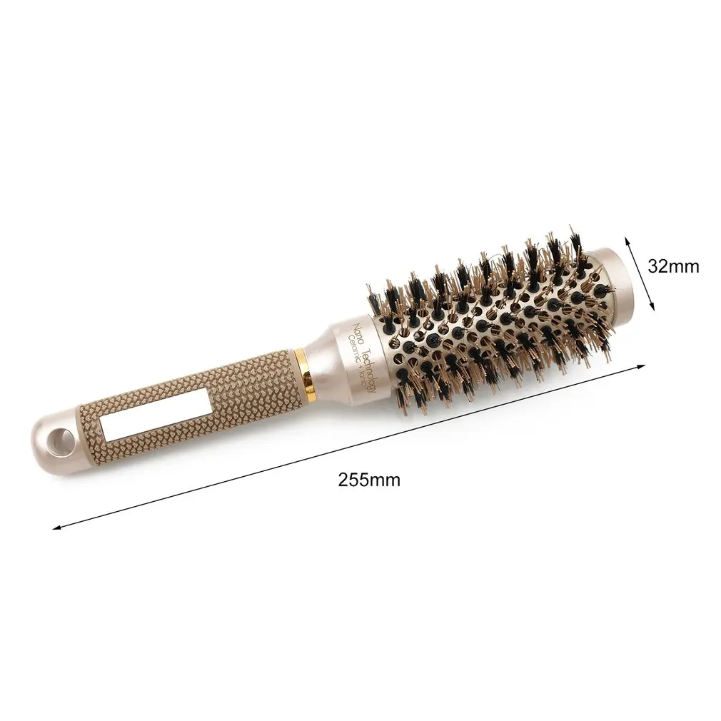 

Ceramic Aluminium Hair Comb Round Brush With Nylon & Bristle Hair Professional Hairdressing Brush For Barber Styling Comb