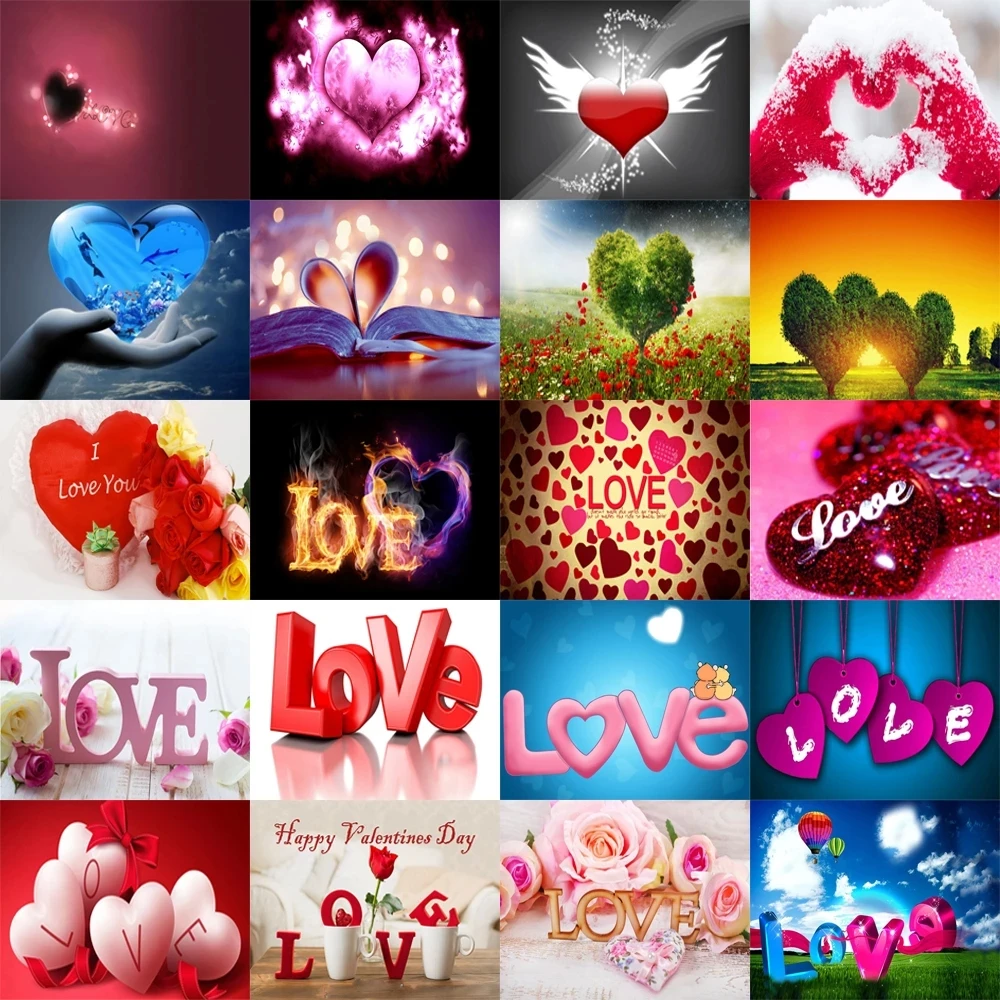 

Алмазная живопись 5d "сделай сам", полная круглая Алмазная вышивка для дома, художественное украшение, Сердце, любовь, подарок на день Святого...