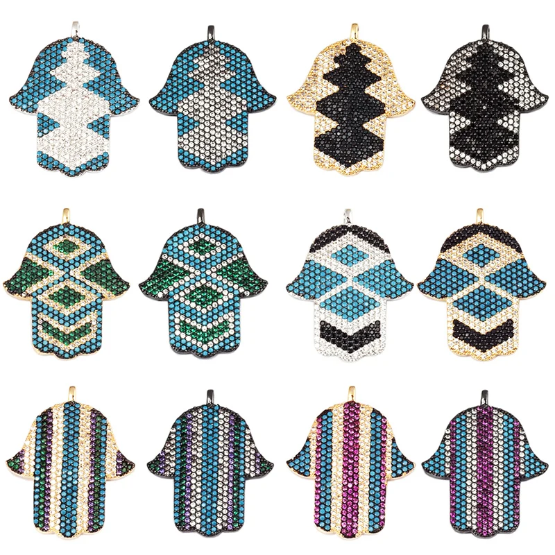 Роскошный бирюзовый/черный/фуксия/прозрачный/зеленый амулет в виде ленты Хамса