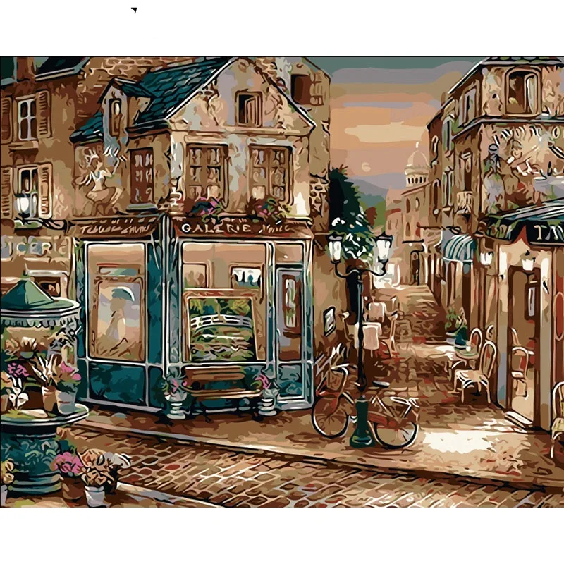 Coffee Shop Paint By Numbers Coloring Hand Painted Home Decor Kits Drawing Canvas DIY Oil Painting Pictures By Numbers