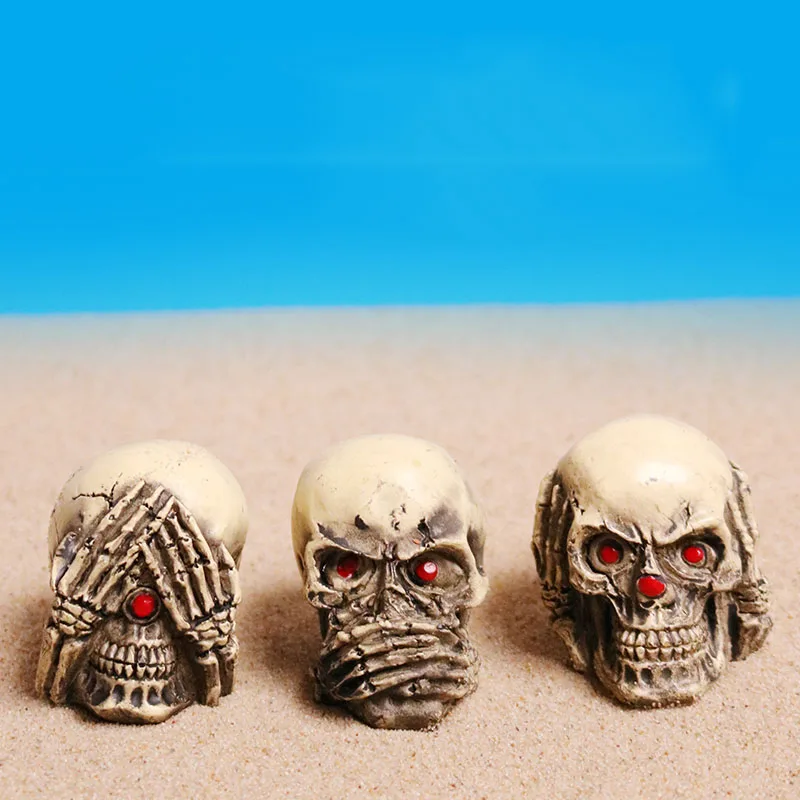

HeyMamba 3 Pcs Resin Skull Statue Decoration Ornament Home Desk Decor Gift Halloween Party Decoration Dropshipping