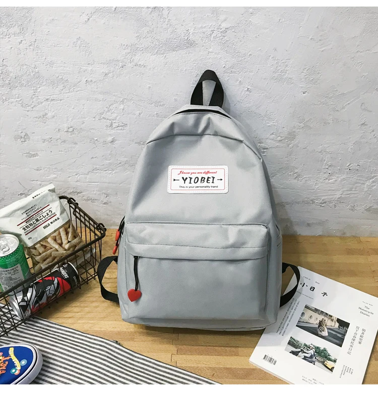 

2021 Popular Korean Style High School Backpack Ins Style Solid Color Fashion 13-Inch Backpack