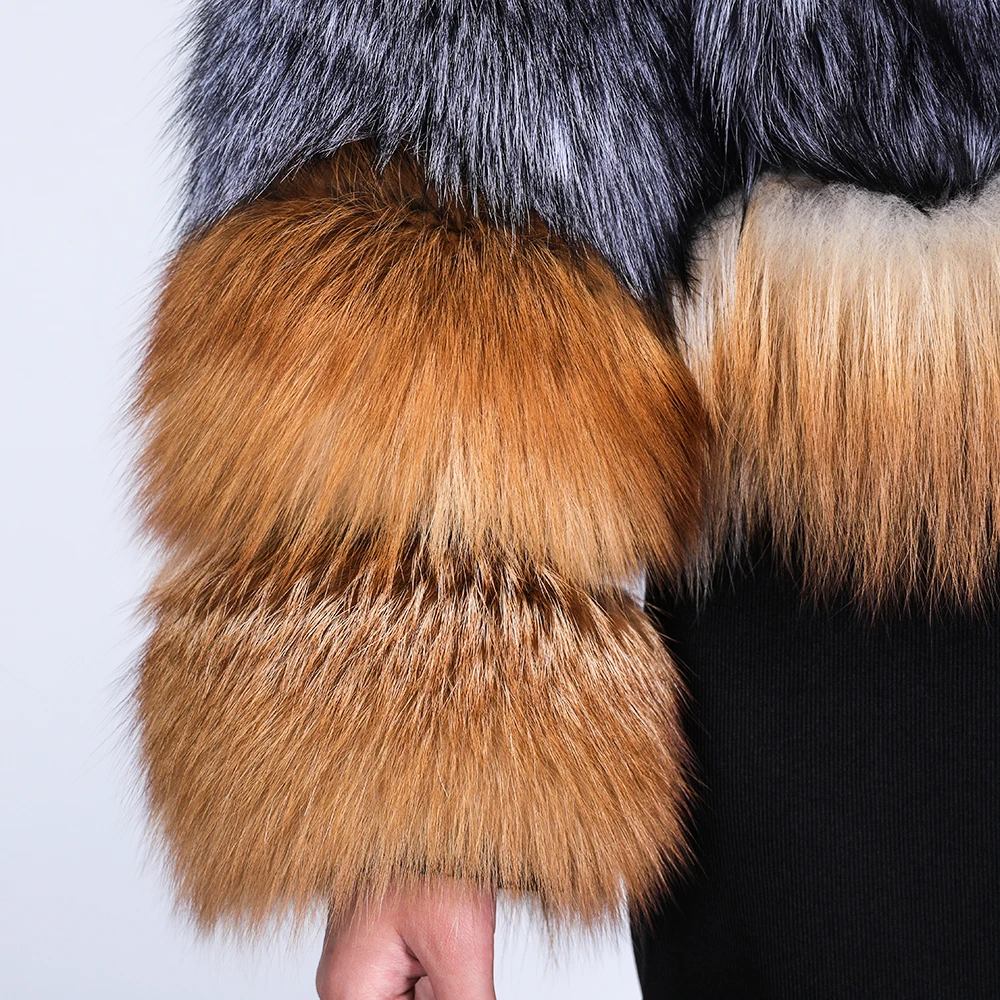 Lavelache Winter 100% Real Fur Coat Women Natural Silver Fox Fur Jacket Full Sleeve Fashion Warm Fur Streetwear High Quality enlarge