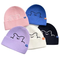 winter hats for woman men cute bear beanies knitted hat female male hip hop skullies cap ladies warmer bonnet couple casual caps