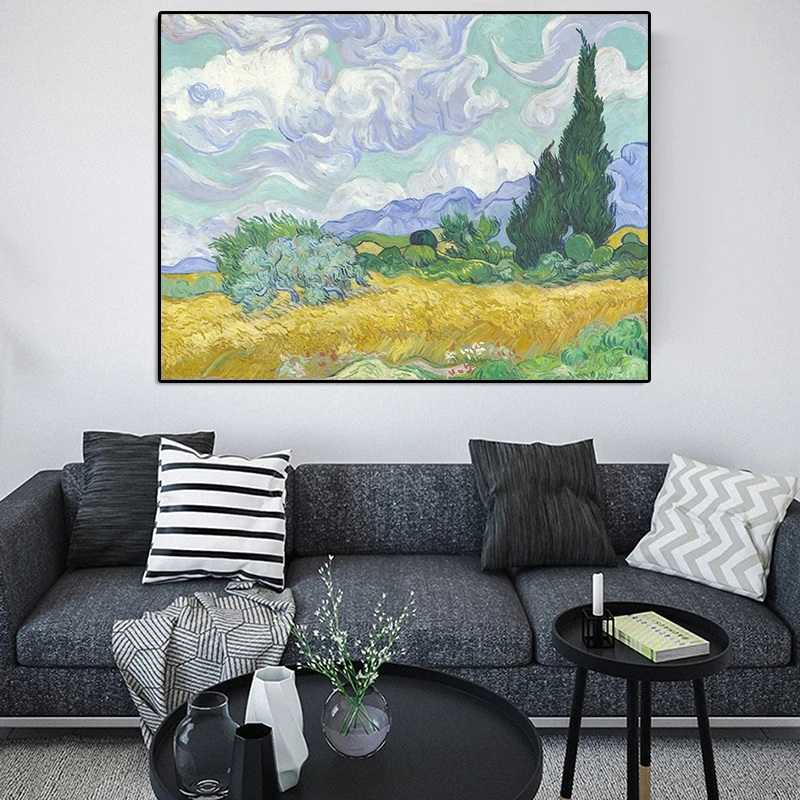 Известная живопись сытофилд с ципрессами Ван Гога холст плакаты и принты