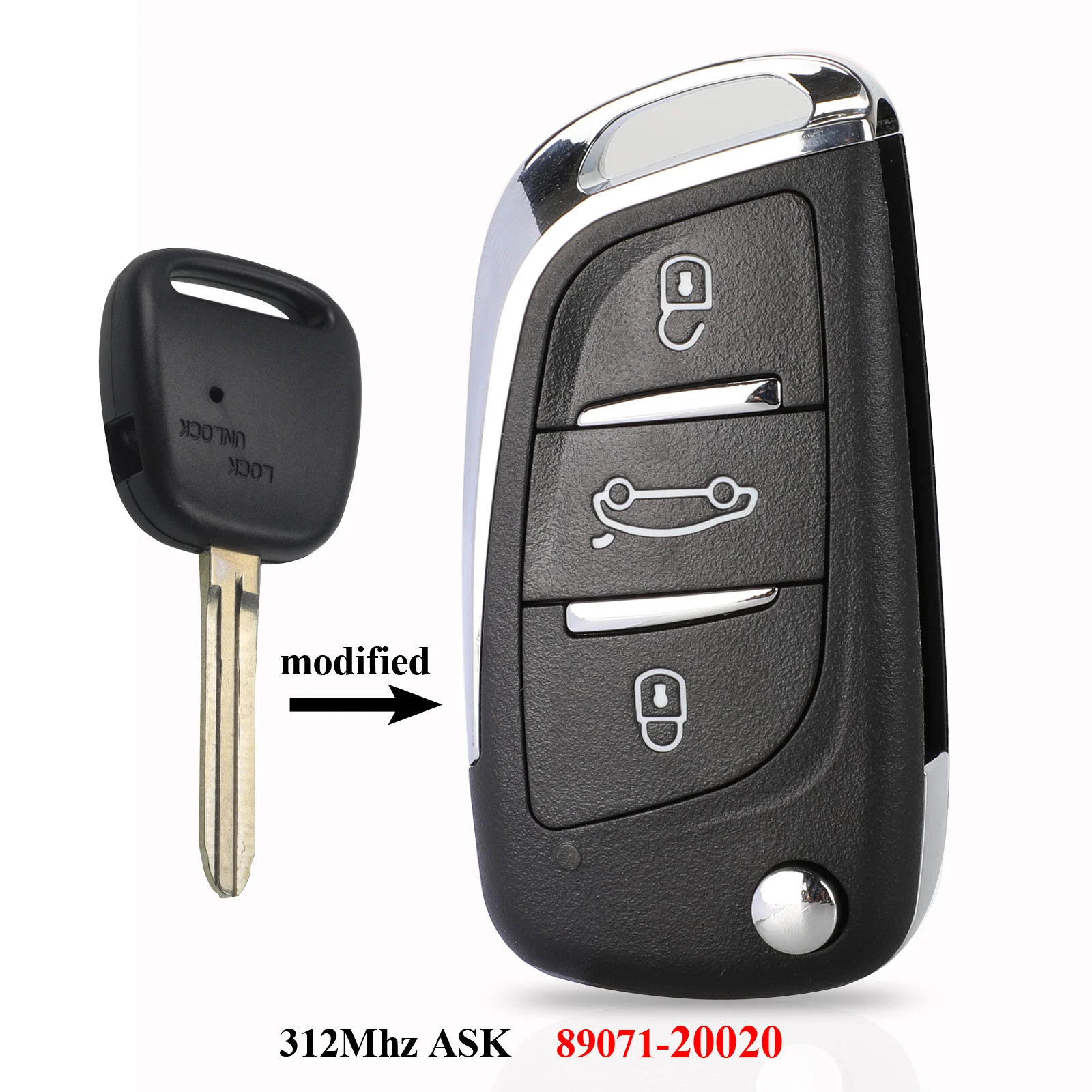 312Mhz ASK 20020 Jingyuqin 1 Боковая кнопка 312 МГц/314 МГц Автомобильный Дистанционный ключ для TOYOTA Carina Estima Harrier Previa Corolla Celica TOY41 лезвие toy43 - Цвет: 312Mhz ASK 20020
