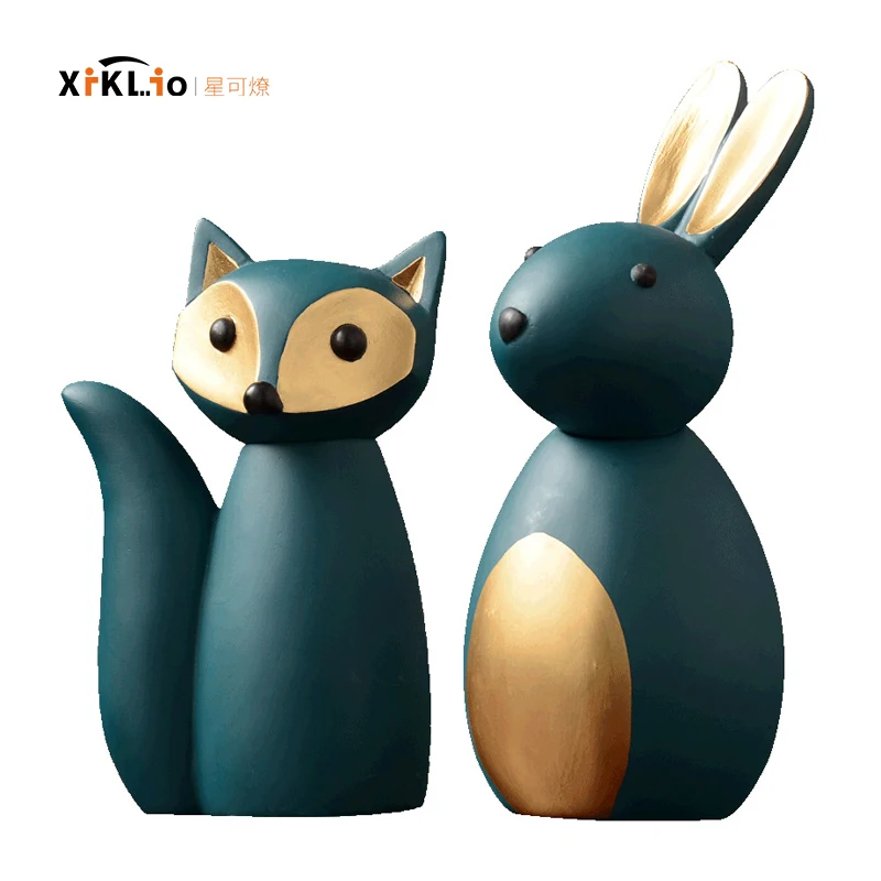 

nordic style Creative resin bunny Elephant Animal figurines Craftwork modern art Home living room bedroom Office Desk accessory
