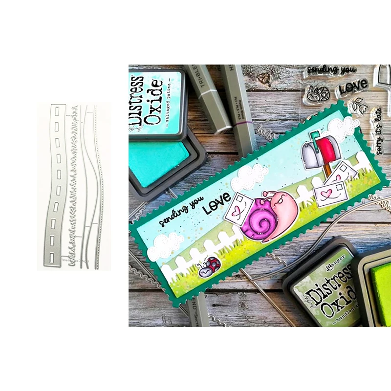 

Slimline Hillside Scene 2021 Arrival New Metal Cutting Dies Scrapbook Diary Decoration Stencil Embossing Template DIY Albums