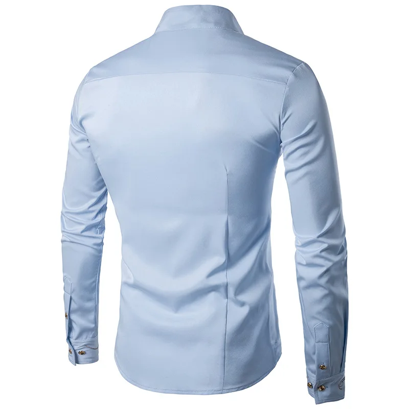 Men New Fashion Long Sleeve Shirt Embroidery Declining Buttons Stand Colla Kurta Raya Lelaki Melayu Muslim | Мужская одежда