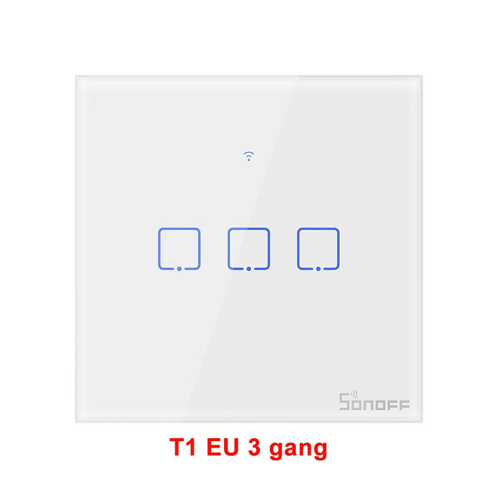 Itead Sonoff T1 EU 2 банда 1 способ Wifi настенный переключатель беспроводной дистанционный светильник реле приложение сенсорное управление Wifi умный переключатель работа с Alexa - Комплект: New T1EU 3 gang