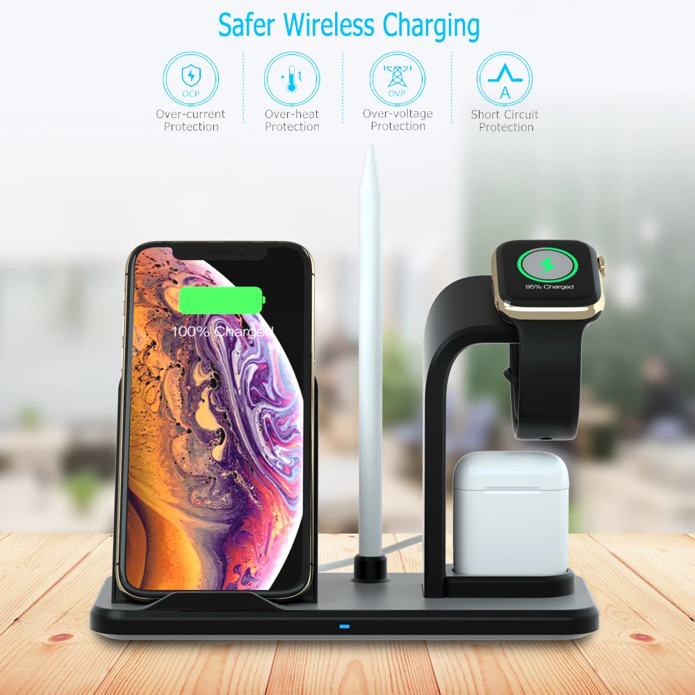 Беспроводное зарядное устройство 3 в 1 беспроводная зарядная док станция QI для Apple