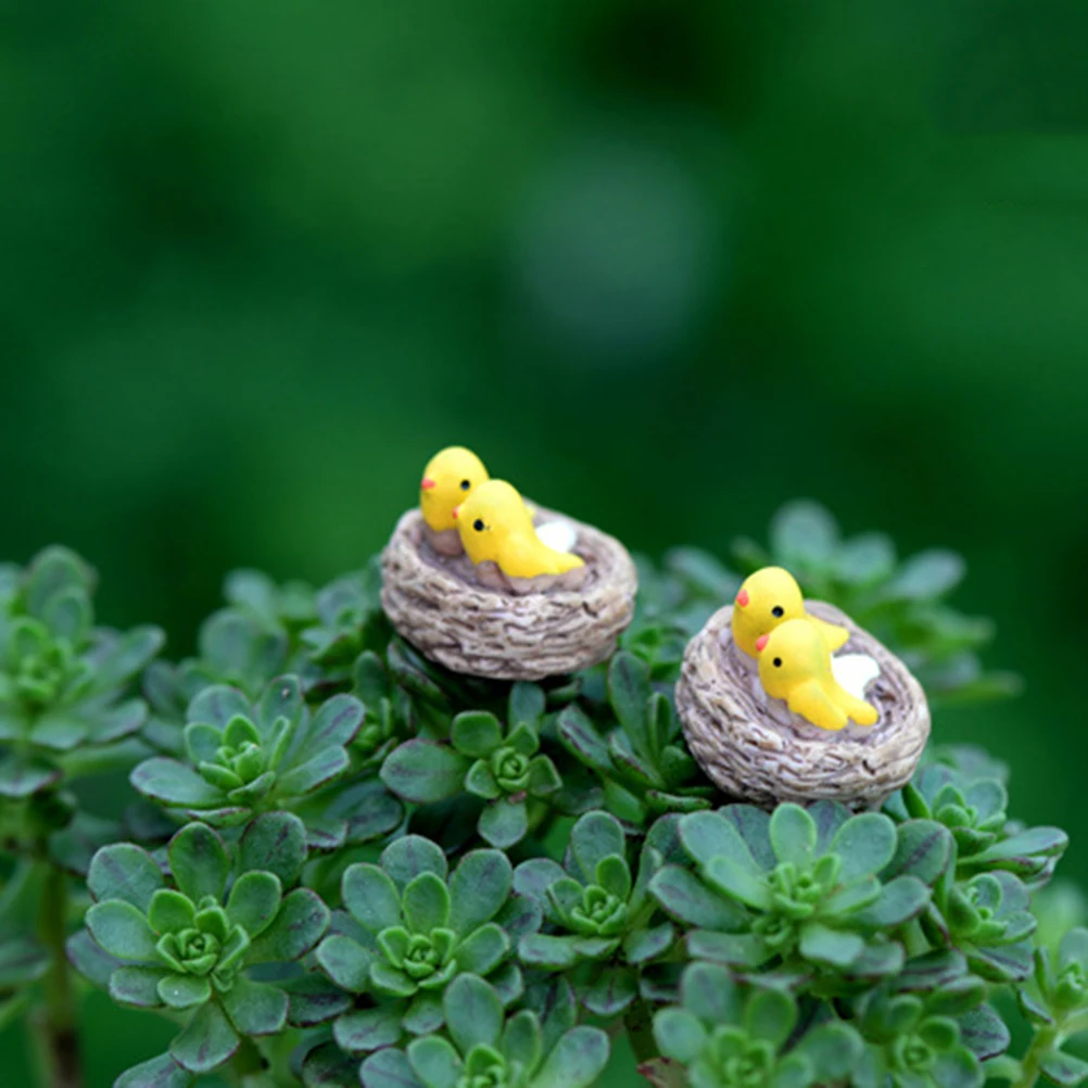 

DIY Mini Nest With Birds Fairy Garden Miniatures Gnomes Moss Terrariums Resin Crafts Figurines For Home Garden Decoration