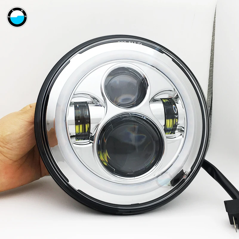 7-дюймовый 60 W DOT SAE E9 мотоцикл фары с углом глаза светодиодные фары 7 дюймов корпус лопасти отделка кольцо