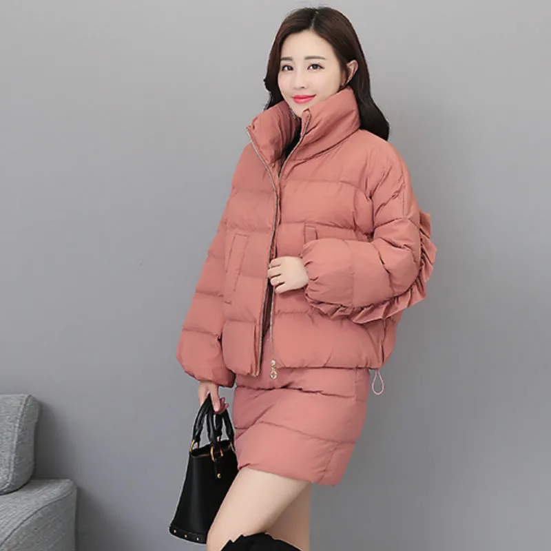 Корейское хлопковое Стеганое пальто Сексуальная короткая юбка Милая женская