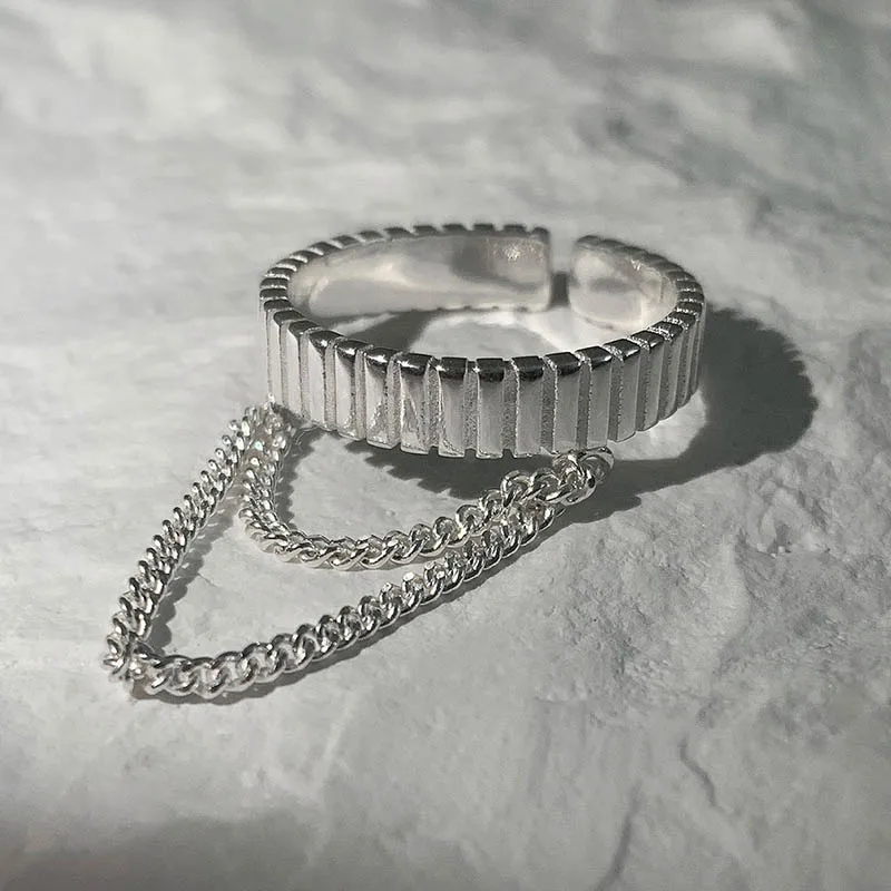 S925silver Многослойные кольца-цепочки в стиле панк Винтажное кольцо-антистресс для