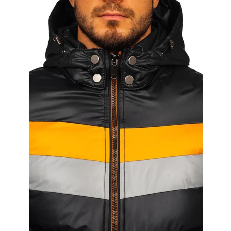 ZOGAA Winter Fashion Slim Fit Men's Cotton-padded Clothes Warm Color Matching Jacket Casual Trend Men's Padded Jacket