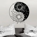 Наклейка на стену Инь Янь, виниловая двойная Этническая Наклейка на стену с изображением солнца, луны, солнца, звезды, йоги, полумесяца, ночного символа, украшение для дома и спальни