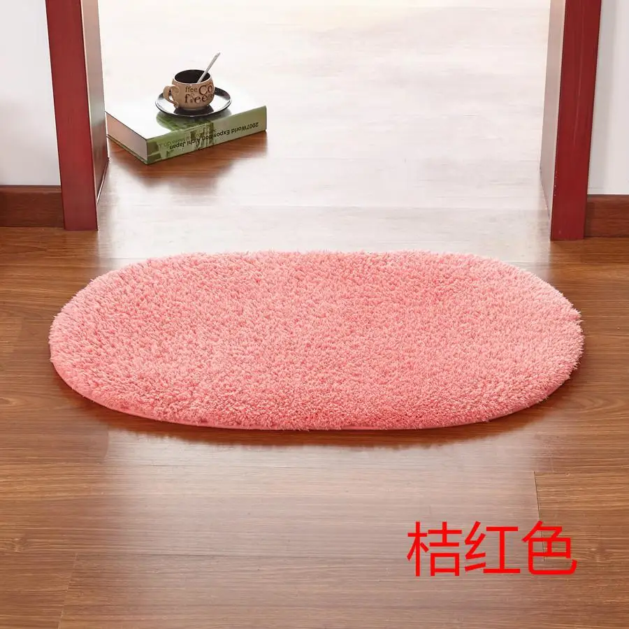 Сплошной Цвет Эллипс ковер коврик длинные волосы лохматый мягкий для спальни