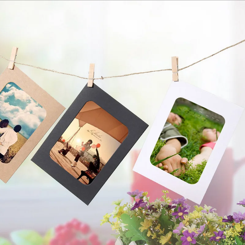 10 шт. DIY крафт-бумага фоторамка подвесная настенная рамка для фотографий и картин