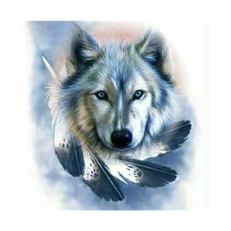 

YI BRIGHT 5d Wolf Diamond Painting Complete Circular Perforation Newcomer Diamond Embroidery Animal Mosaic Craft Home Decoration
