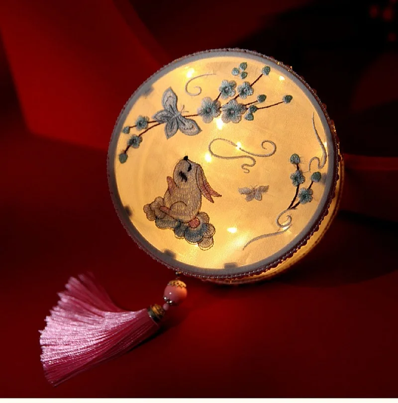 Chinese Style Handmade silk Mid-Autumn Festival ancient style palace lamp flower jade moon rabbit creative luminous lanterns | Дом и сад