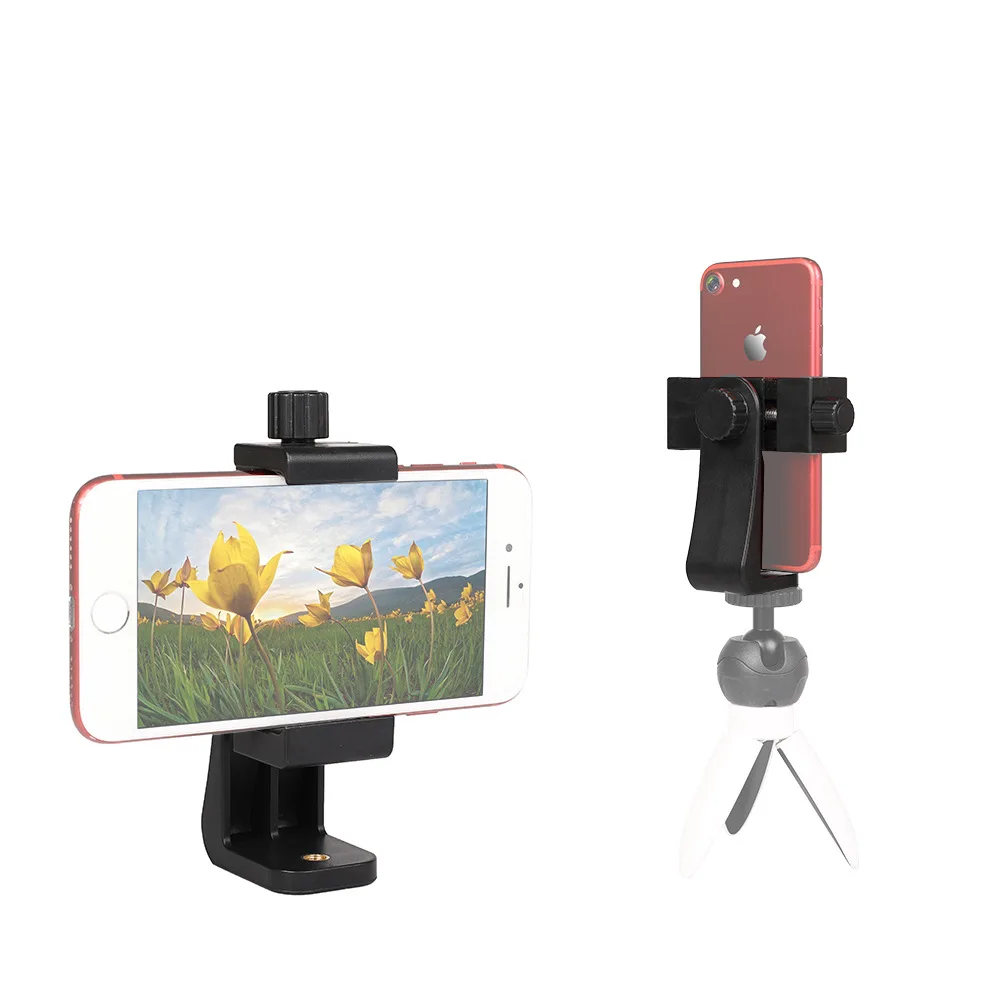 

360 Degree Mobile Phone Holder Clip Compatible With All 1/4 Screw Phone Holder Tripod Mount Desk Tripod Adapter For iphone 11 12
