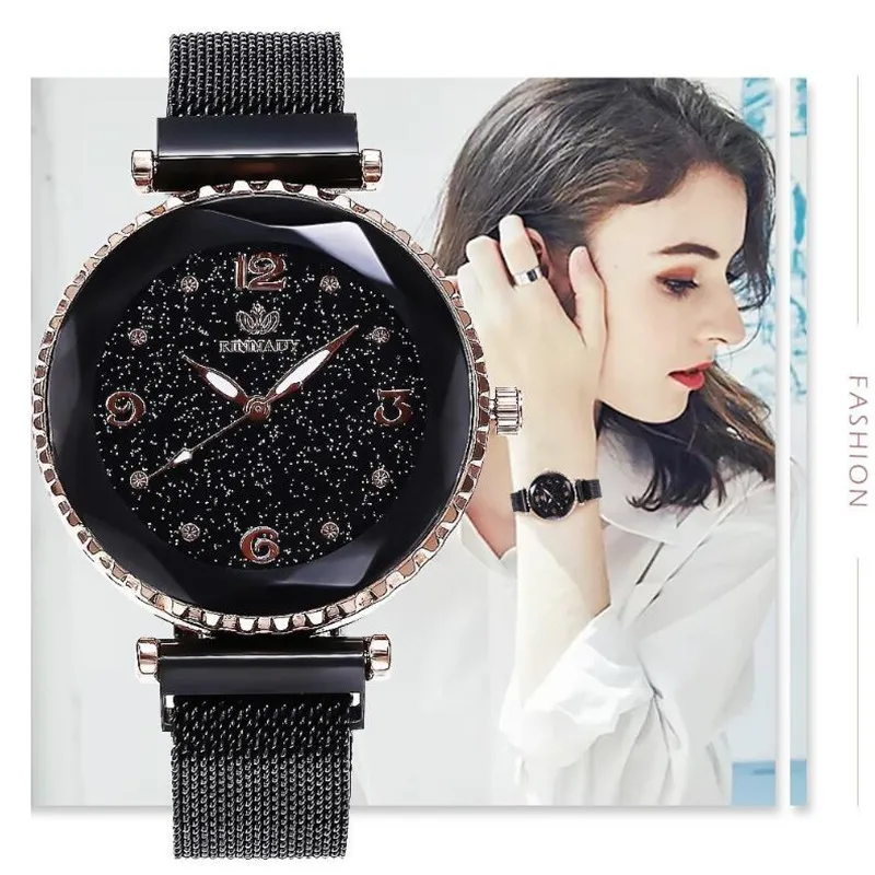 Модные роскошные женские часы с круглым циферблатом стразы Женские Аналоговые