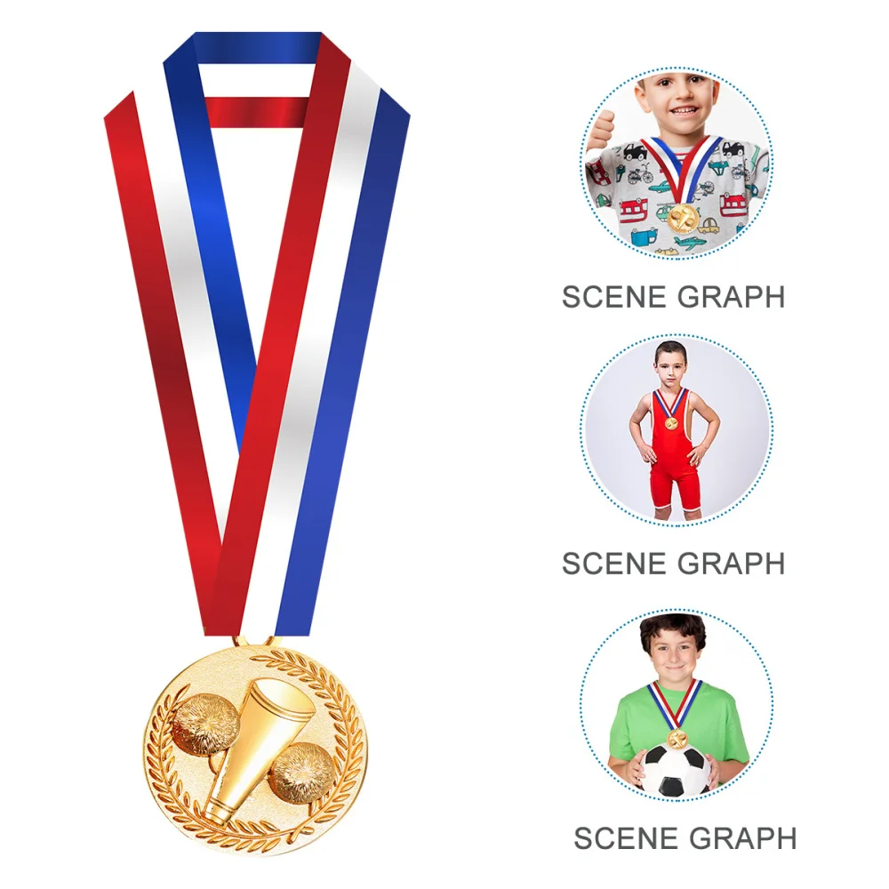 

10PCS Creative Award Medals Universal Metal Medals with Lanyard for Sports Academics Competition Cheerleading (Gold Medal)