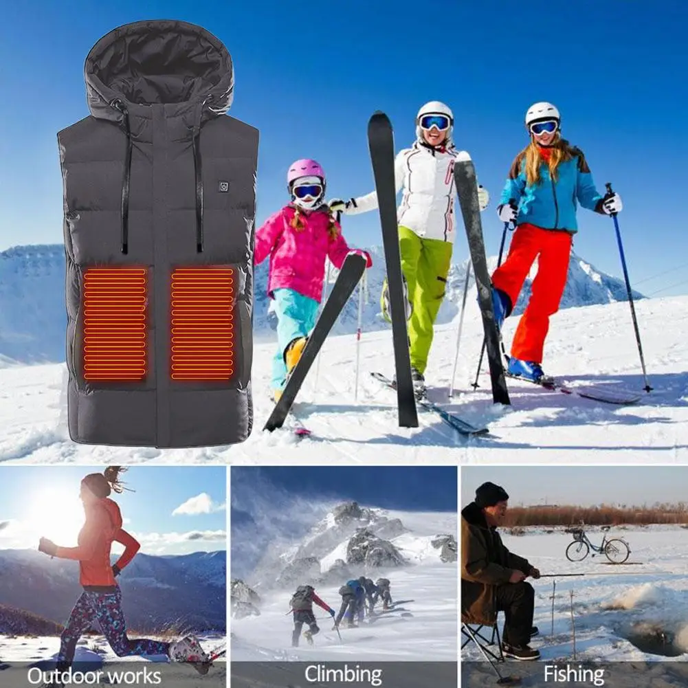 Outdoor USB Heating Vest Jacket Winter Flexible Electric Thermal Clothing Waistcoat Fishing Hiking Warm Clothes Men and Women | Спорт и