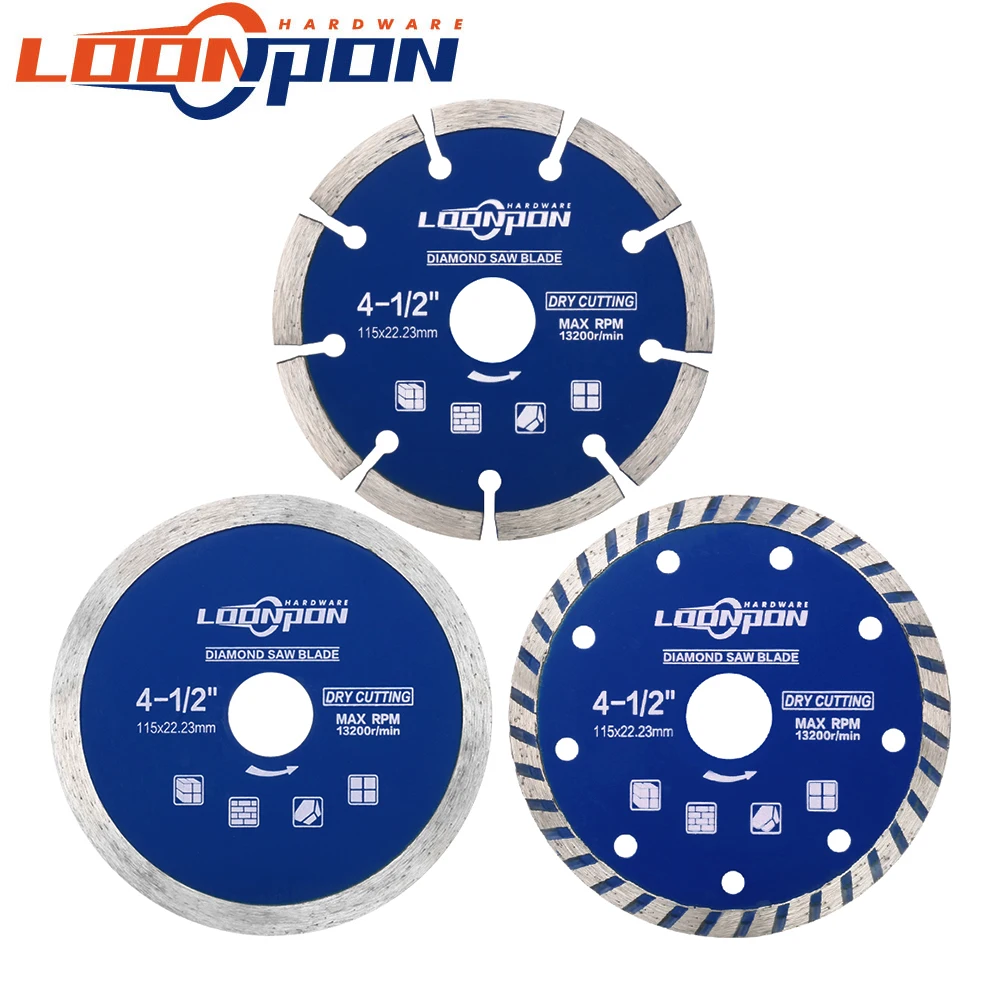 4-1/2 inch Wet Dry Diamond Cutting Blade Set, 7/8 inch Hole 