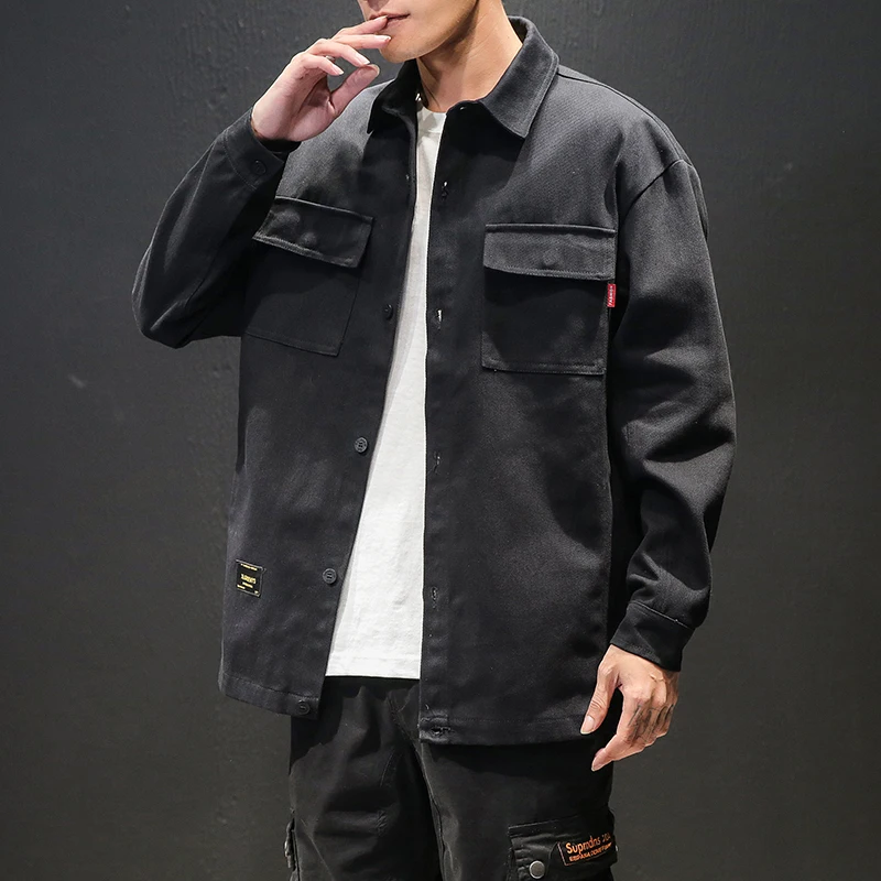 Мужская джинсовая куртка с длинным рукавом черная или белая приталенная из