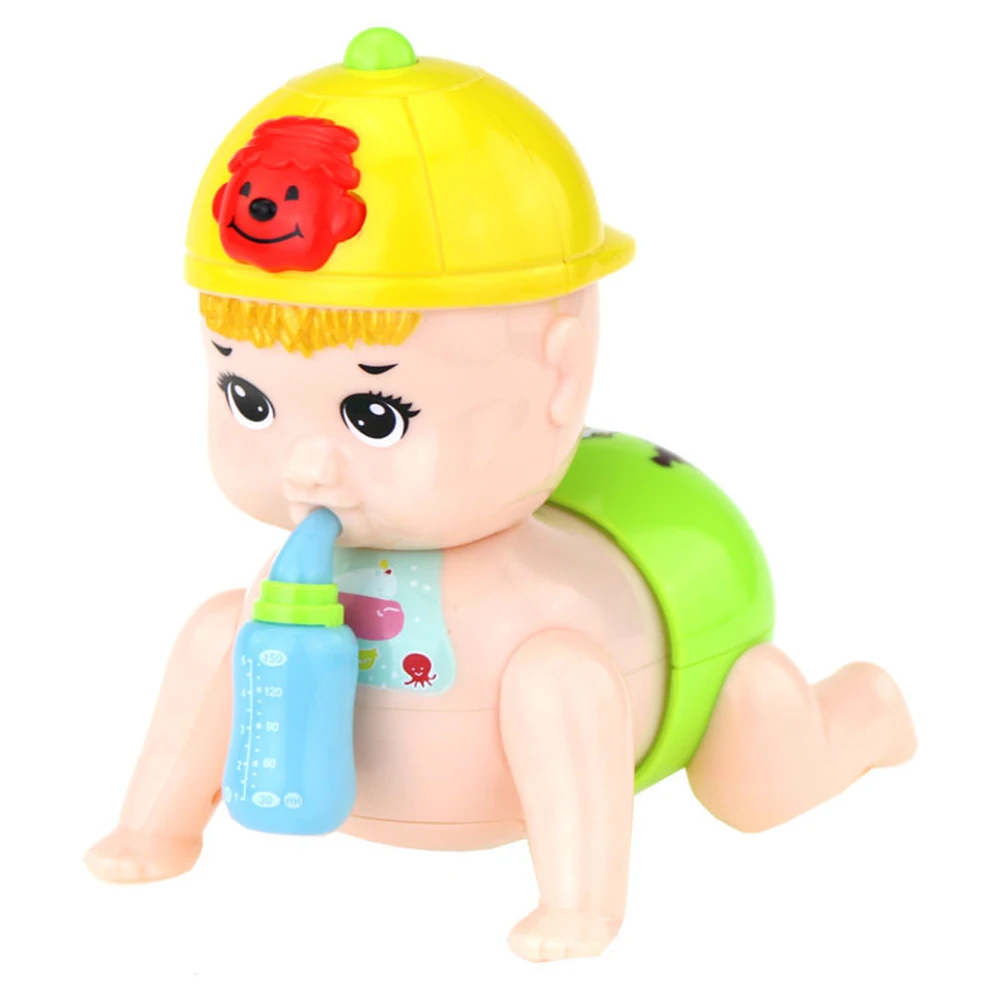 

Electric Crawling Baby Doll with Milk Bottle Butt Twisting Sound Movement Crawling Doll Educational Sound Movement Toy Children