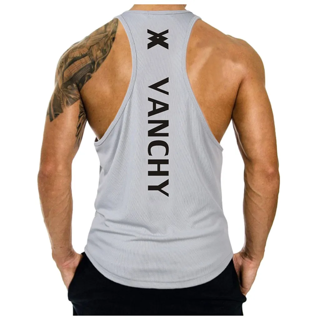 Unning жилеты для мужчин фитнес мышцы без рукавов принт буквы Бодибилдинг